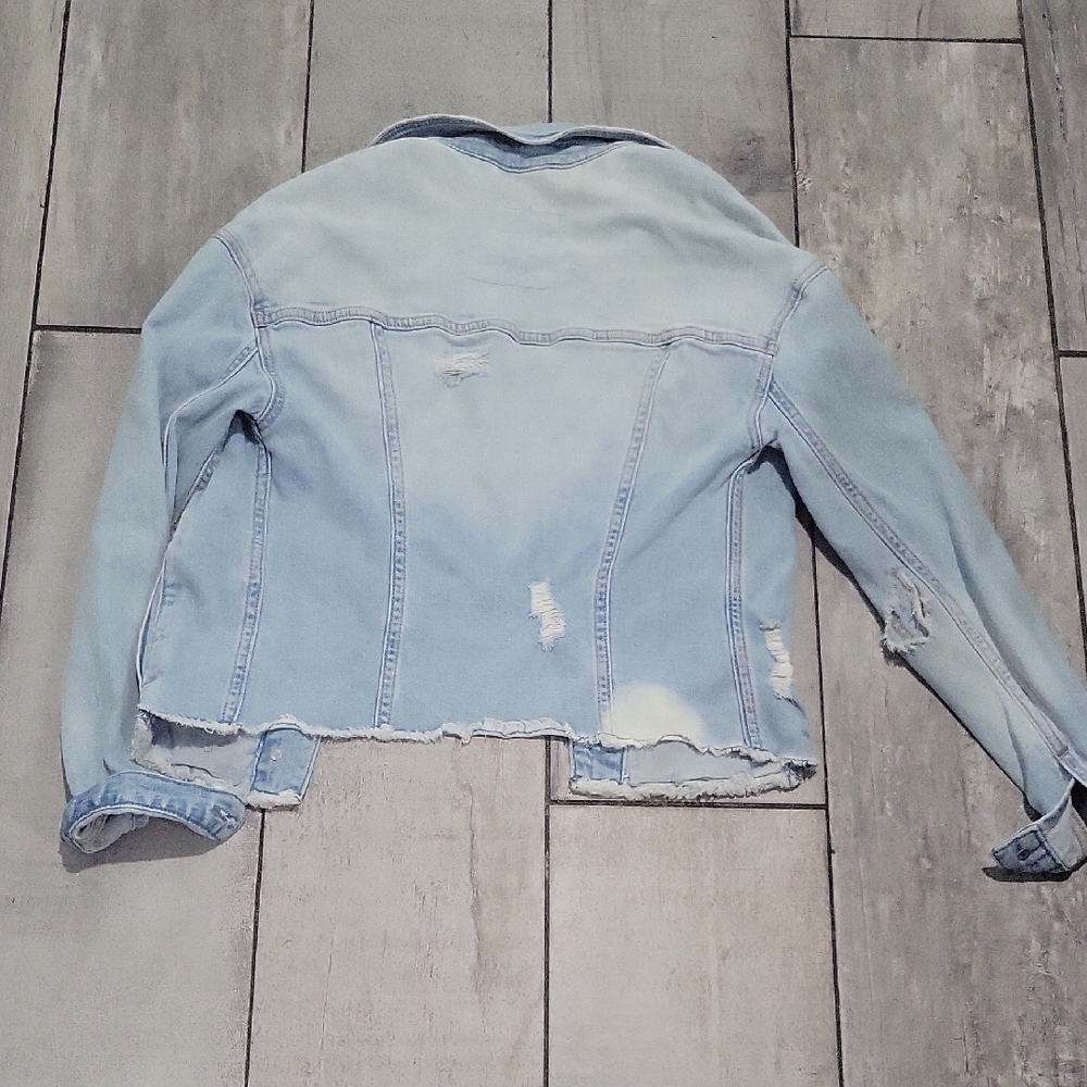 Hollister Distress Light Blue Denim Jacket Size XXS #cj - Picture 6 of 7